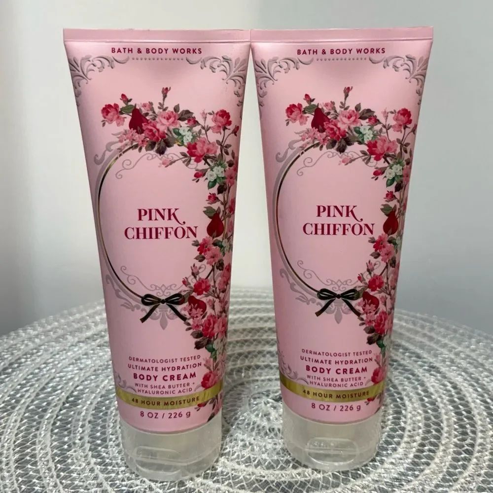 BBW Pink Chiffon Body Cream Set of 2 NWT